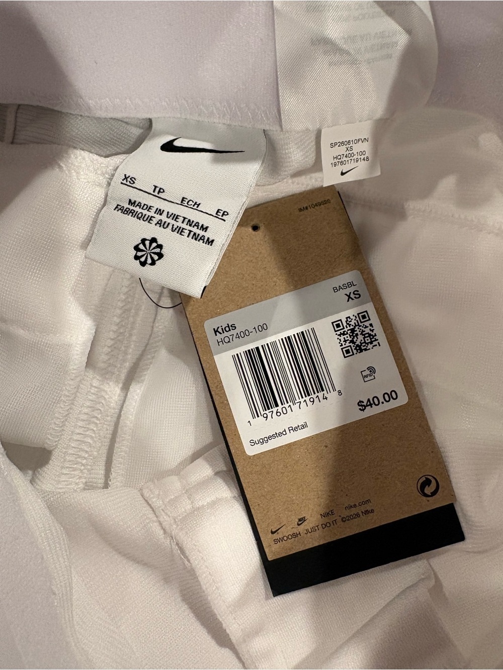 Nike Full Length Baseball Pants Solid White Youth Size XS 6/7 HQ7400-100 New - Picture 13 of 13